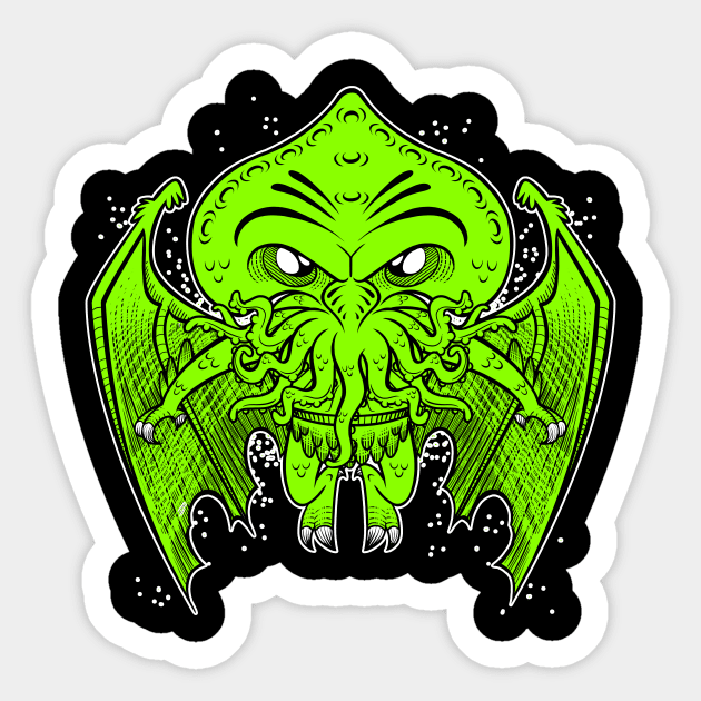 Cool Funny Call of Cute Cthulhu Lovecraft "The Great Old One" Sticker by Juandamurai